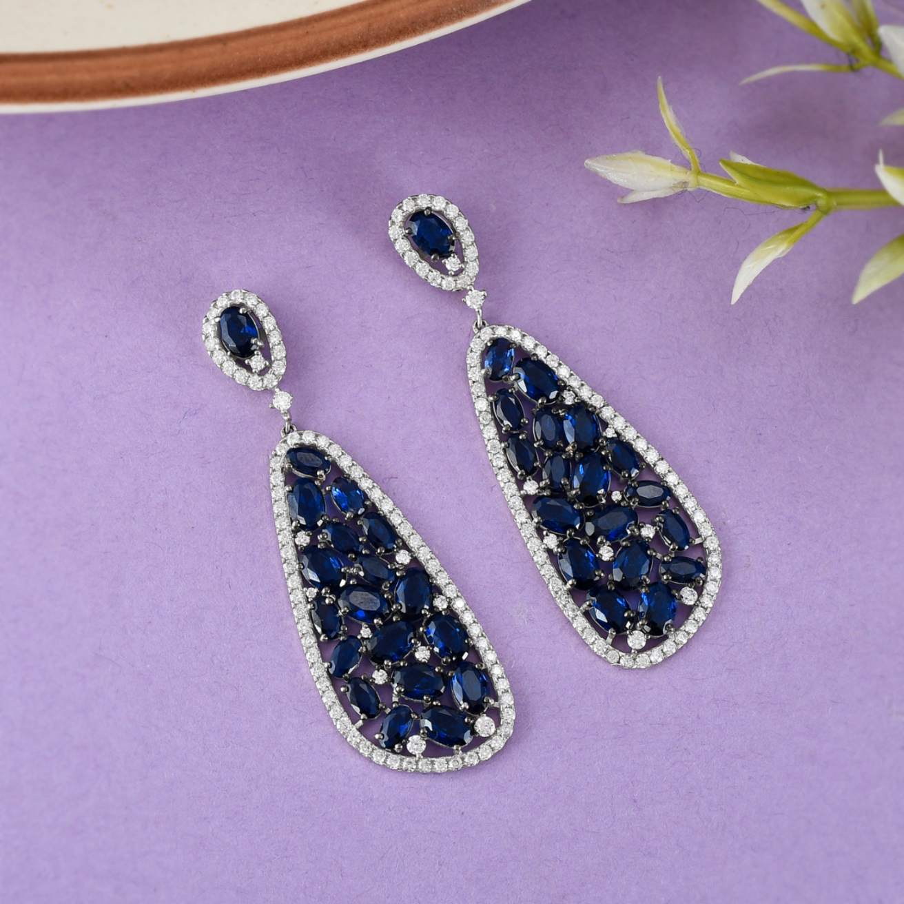 Sapphire and Diamond Drop Earrings