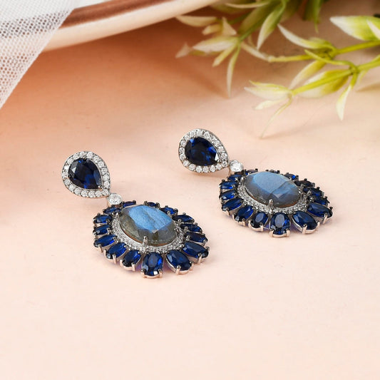 Sapphire and Labradorite Teardrop Earrings