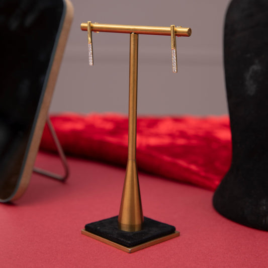 Gold-based White Stone Earrings 